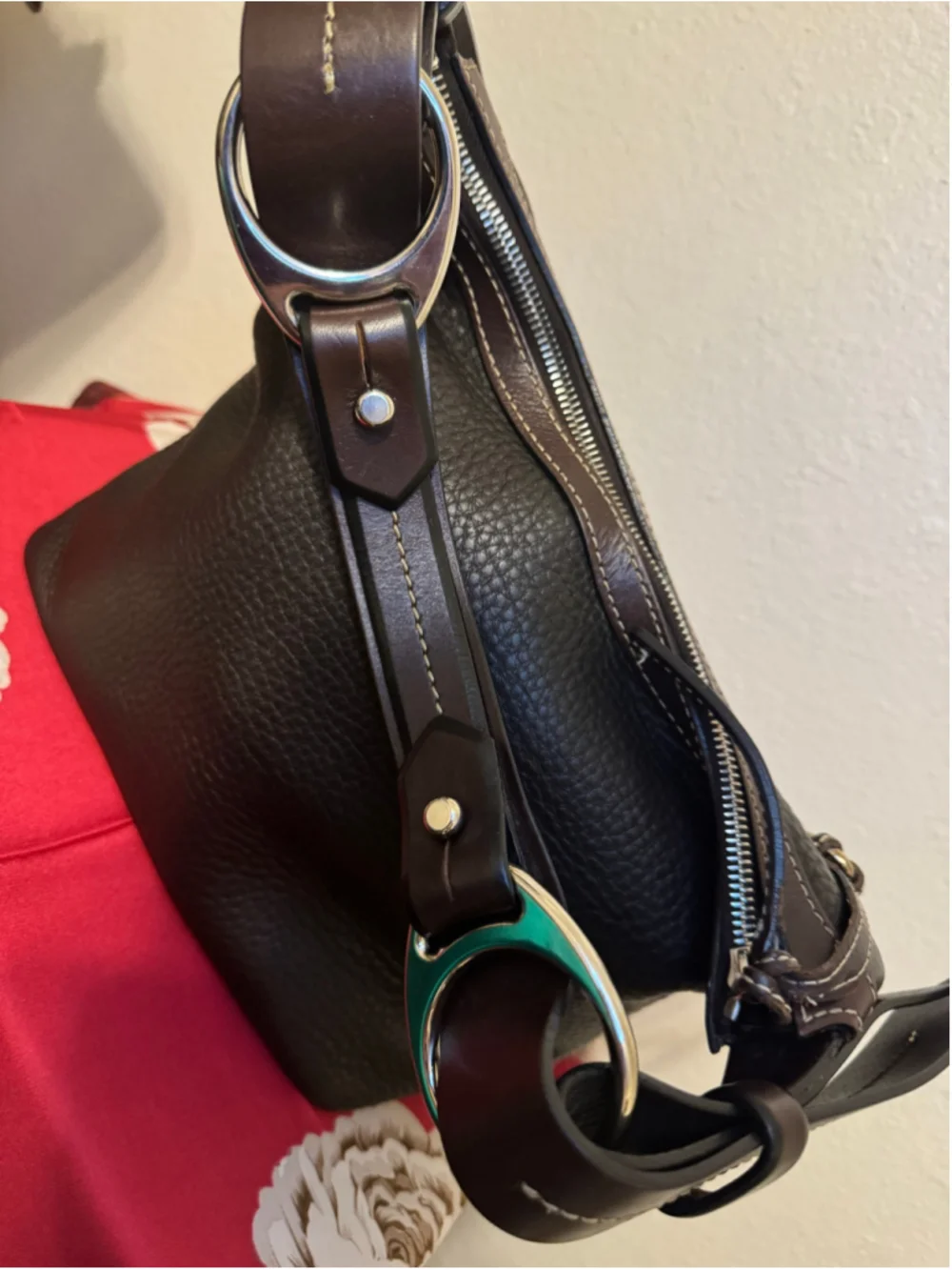 Dooney & Bourke black pebble leather HObO shoulder bag